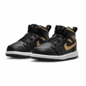 Size 7C - Air Jordan Retro 1 Mid Gold Black White Toddler Authentic - Brand New